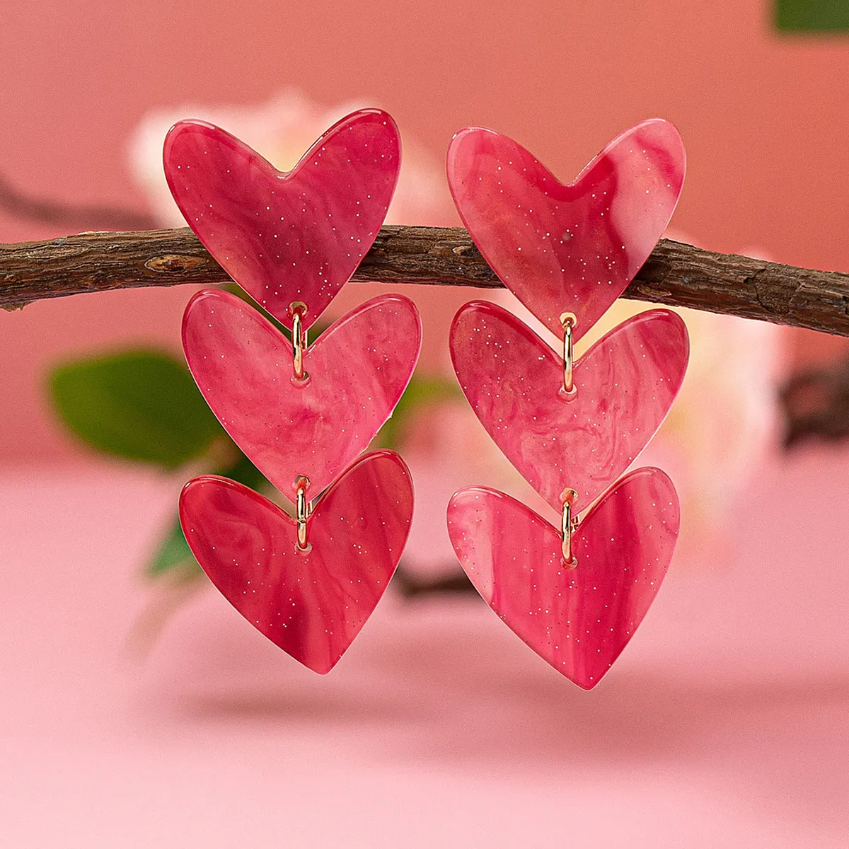 Wholesale Jewelry Cross-border E-commerce Supply 1 Pair of Acrylic Love Earrings for Valentine's Day