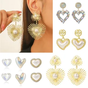 Wholesale jewelry hot gift peach heart earrings exaggerated baroque pearl lovely earrings Valentine's Day earrings