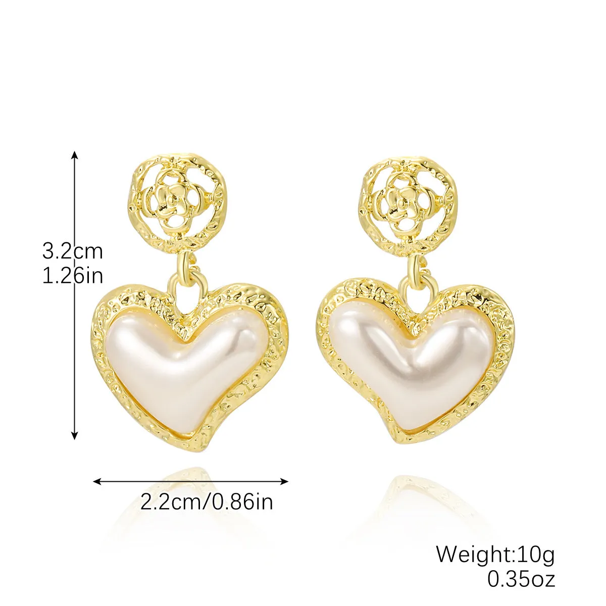 Wholesale jewelry hot gift peach heart earrings exaggerated baroque pearl lovely earrings Valentine's Day earrings