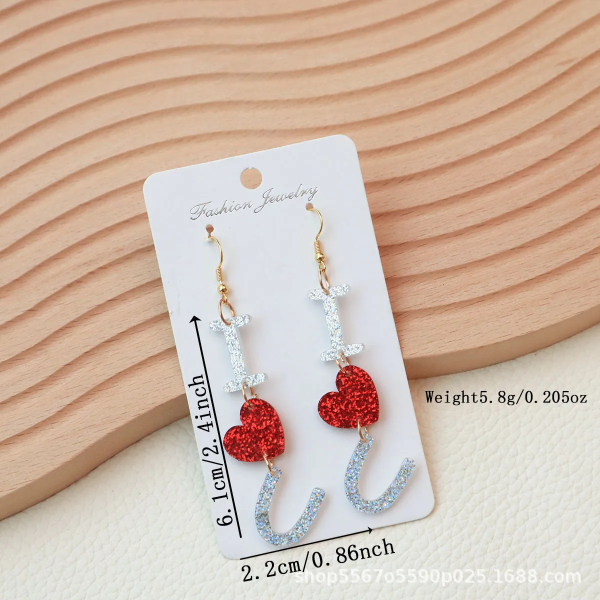 Wholesale Jewelry Personality Popular Glitter Letter Love Love Women's Ear Hook Acrylic Cut Eardrop