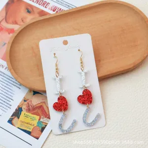 Wholesale Jewelry Personality Popular Glitter Letter Love Love Women's Ear Hook Acrylic Cut Eardrop