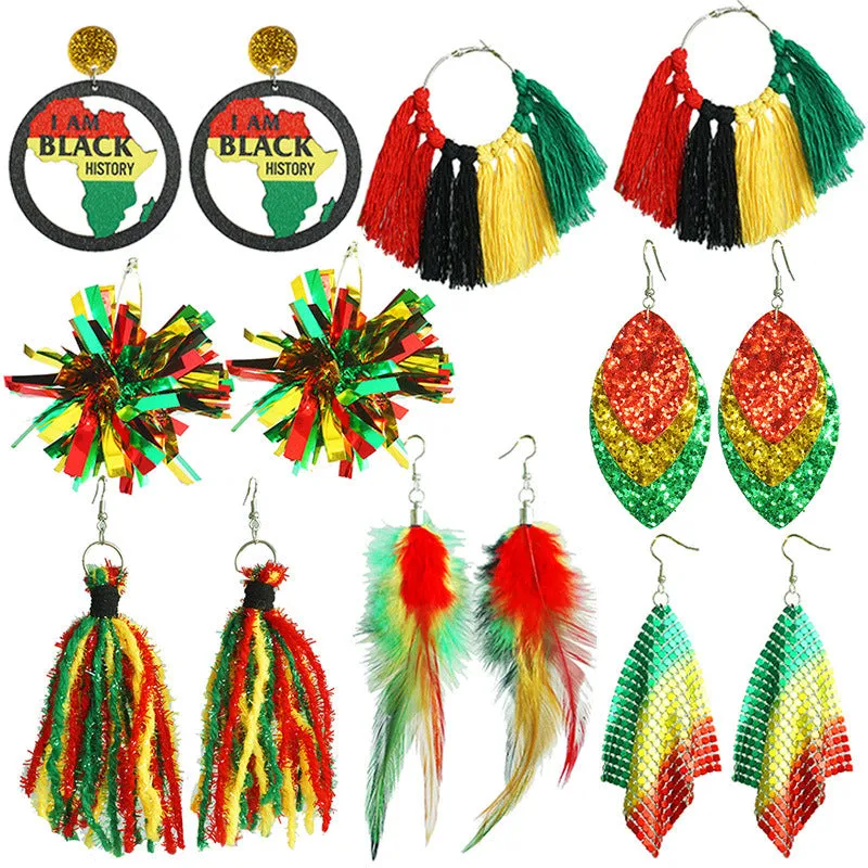 Wholesale Juneteenth Liberation Day Exaggerated Large Earrings