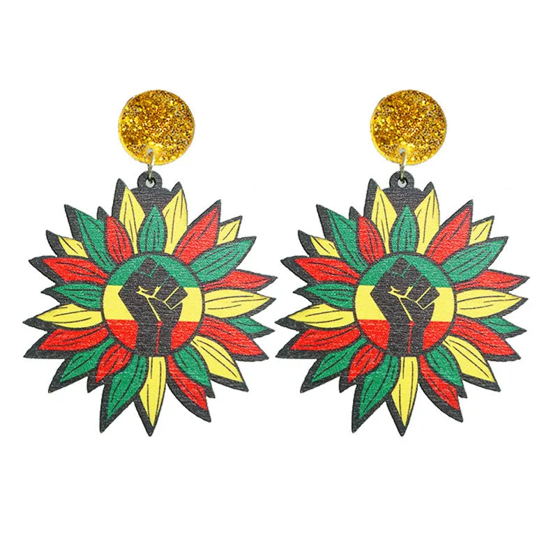 Wholesale Juneteenth Liberation Day Exaggerated Large Earrings
