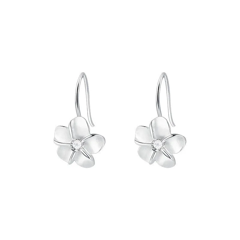 Wholesale Korean pure silver diamond inlaid flower earrings
