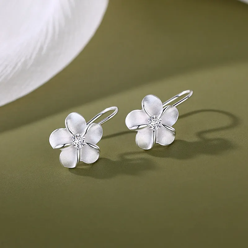 Wholesale Korean pure silver diamond inlaid flower earrings