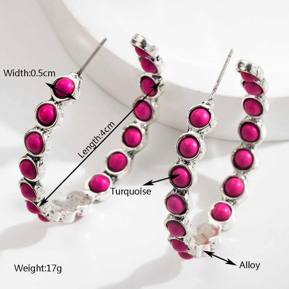 Wholesale Large Circle Turquoise Earrings