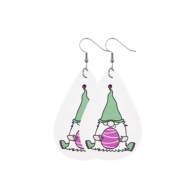 Wholesale leather St. Patrick's dwarf hooded leather leather earrings