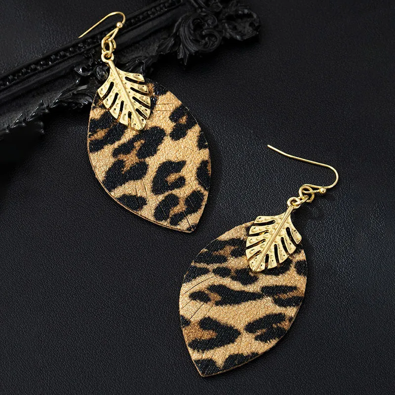 Wholesale leopard leaf fashion simple cold temperament unique high creative sense earrings