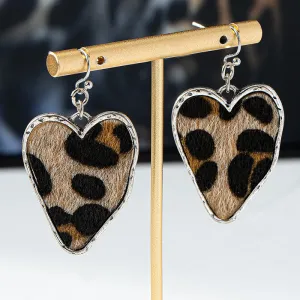 Wholesale leopard silver love eardrop temperament three-dimensional trend niche high-end earrings