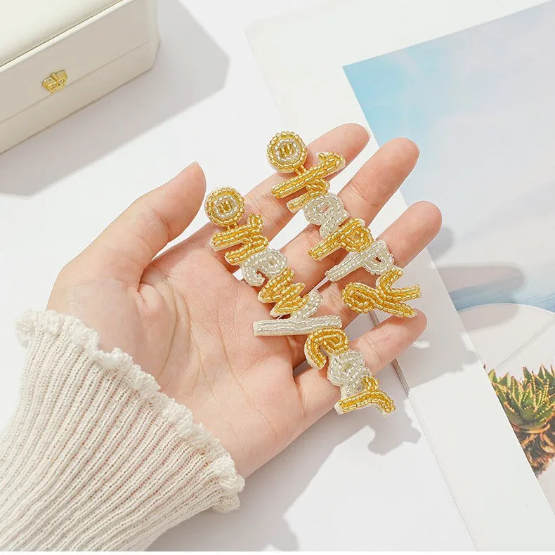 Wholesale Light Luxury High-end Autumn and Winter Rice Bead Earrings
