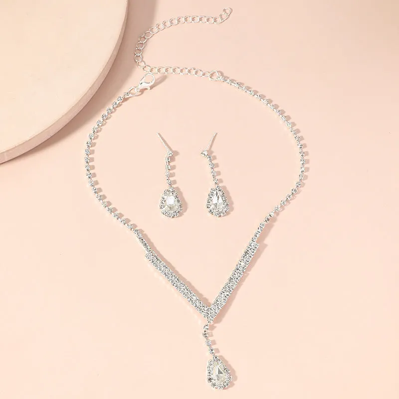 Wholesale Light Luxury Trend Versatile Simple Geometric Necklace Earring Set