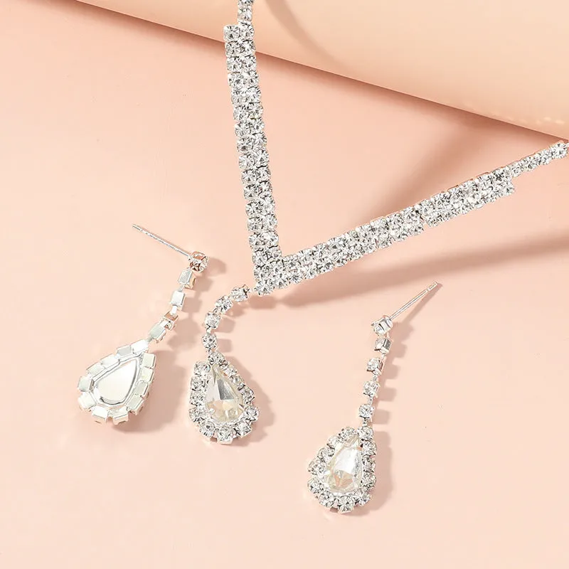 Wholesale Light Luxury Trend Versatile Simple Geometric Necklace Earring Set