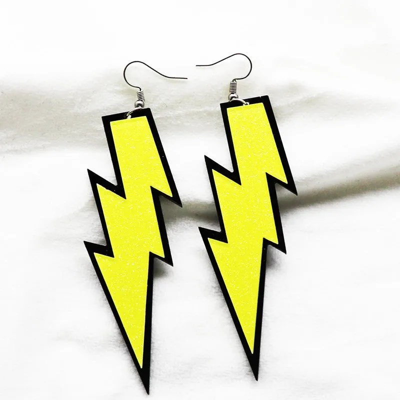 Wholesale Lightning Exaggerated Long Silver Needle Acrylic Earrings
