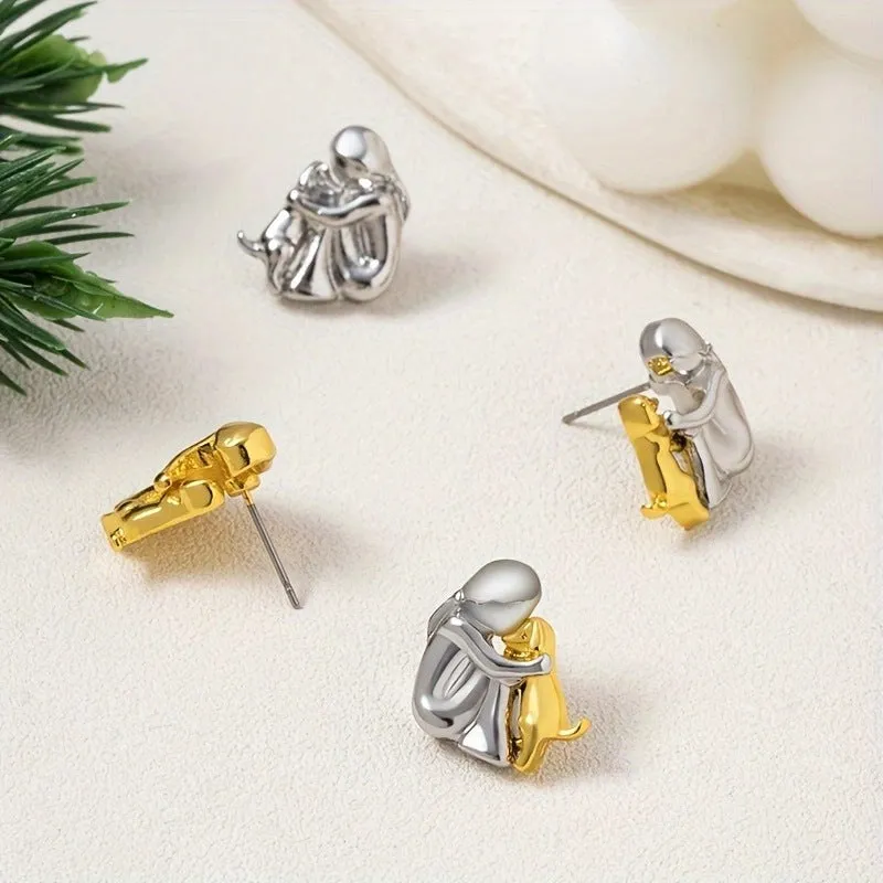 Wholesale Little Girl Hugging Dog Stud Earrings