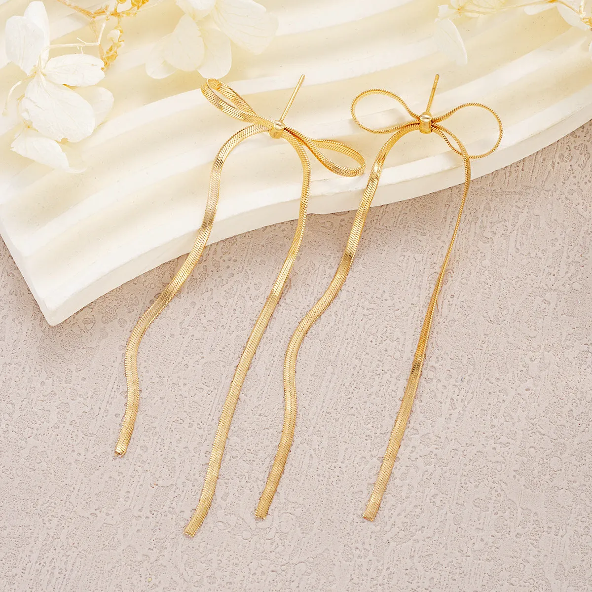 Wholesale Long bow tassel earrings exaggerated earrings