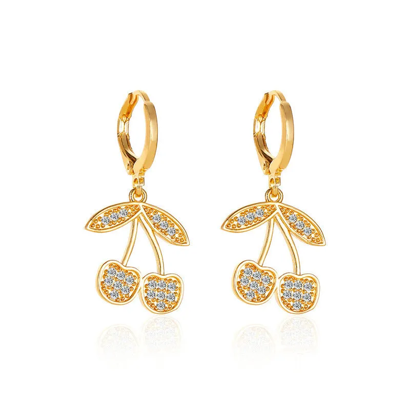 Wholesale long cherry creative design cute earrings