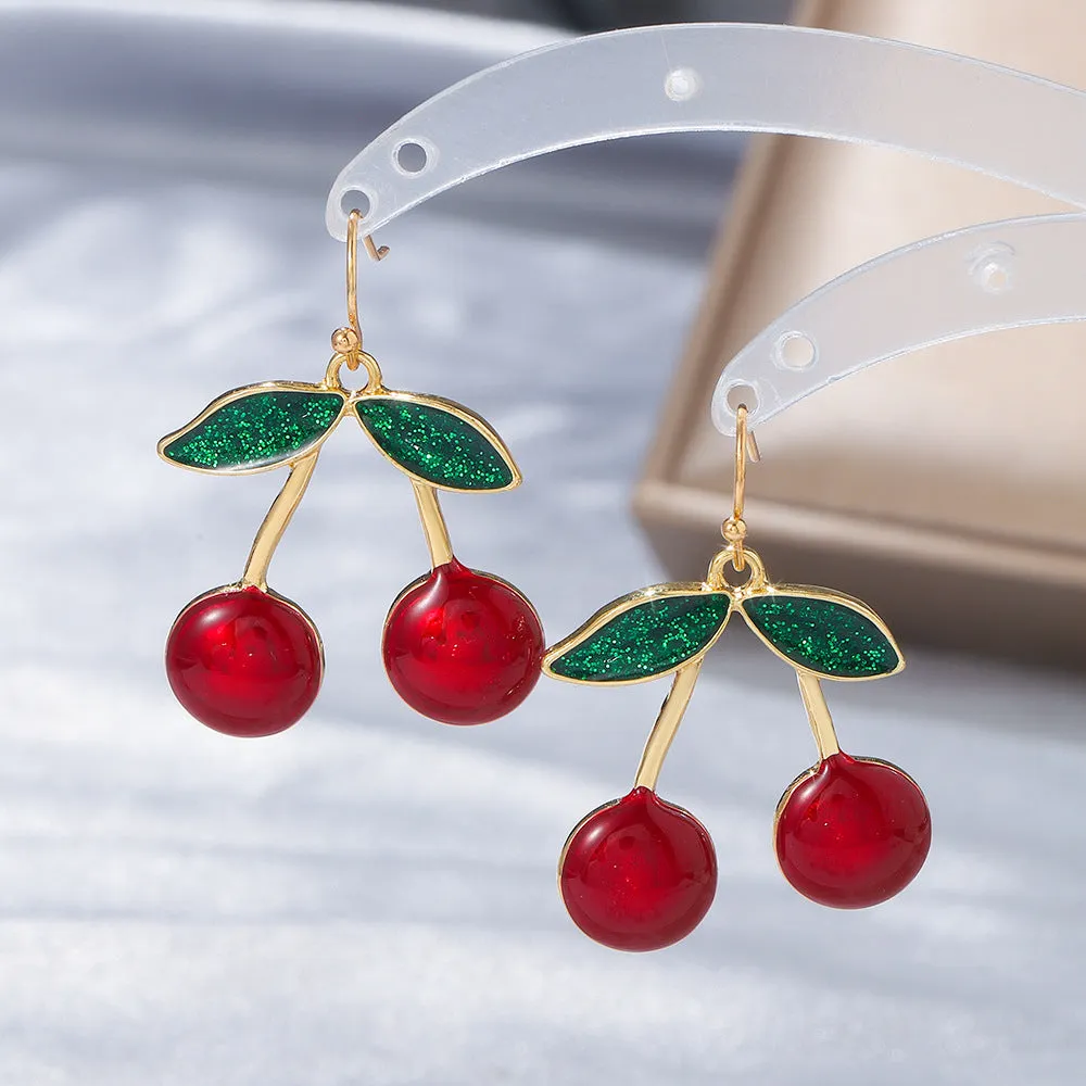 Wholesale long cherry creative design cute earrings