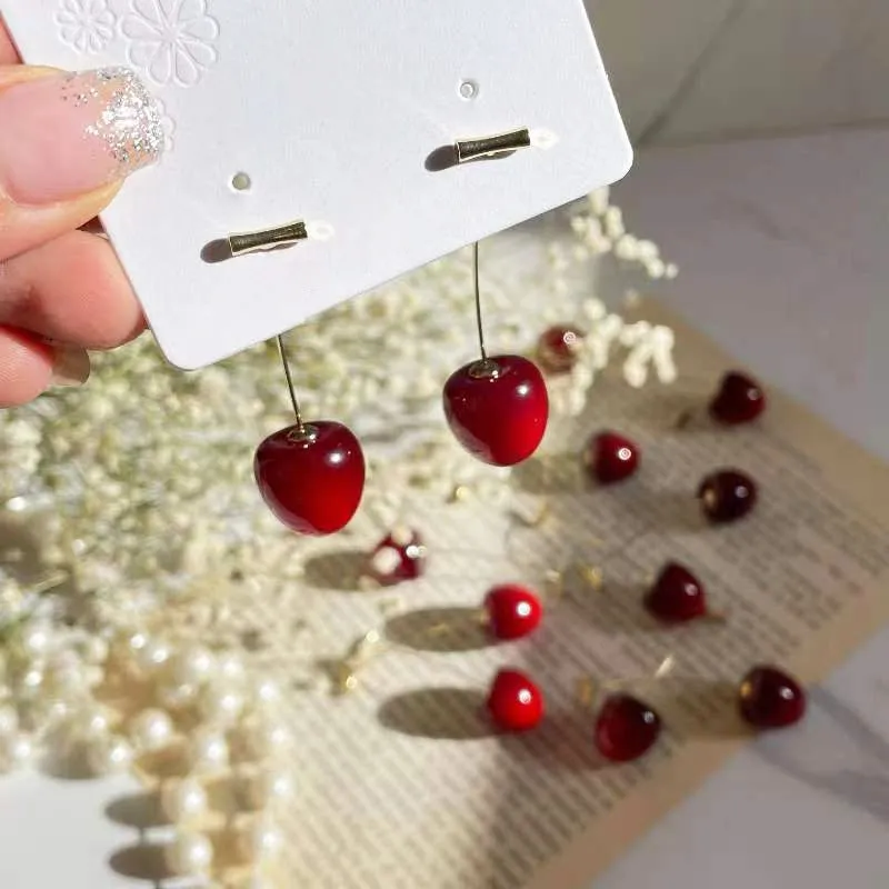 Wholesale long cherry creative design cute earrings