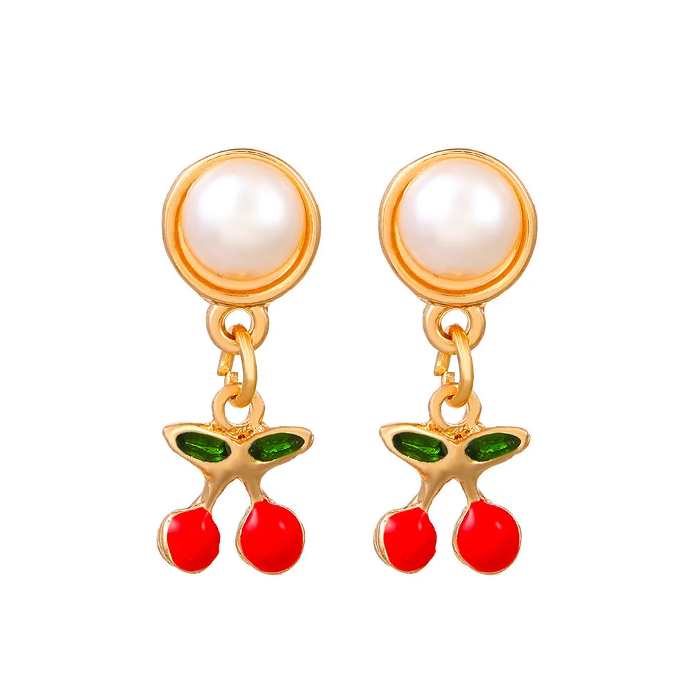 Wholesale long cherry creative design cute earrings