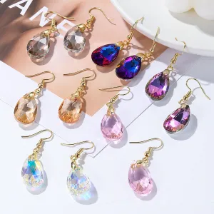 Wholesale Long crystal high-grade colorful crystal water drop earrings