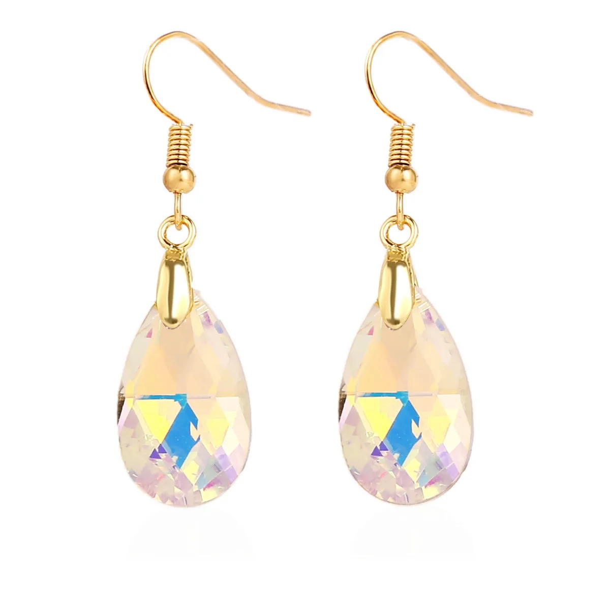 Wholesale Long crystal high-grade colorful crystal water drop earrings