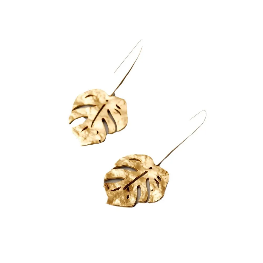 Wholesale Long leaf retro temperament cold style ins design Earrings