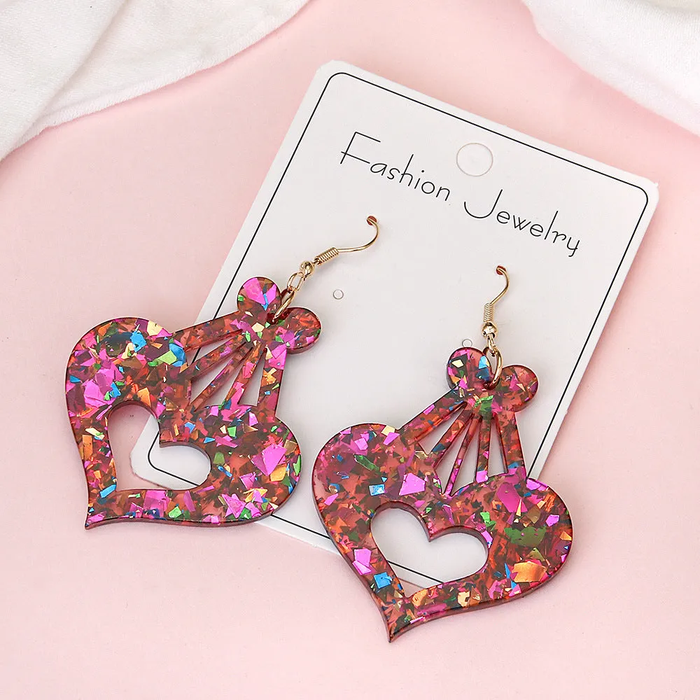 Wholesale Love Series Earrings Sweet Romantic Colorful Shiny Love Creative Earrings Valentine's Day Gift
