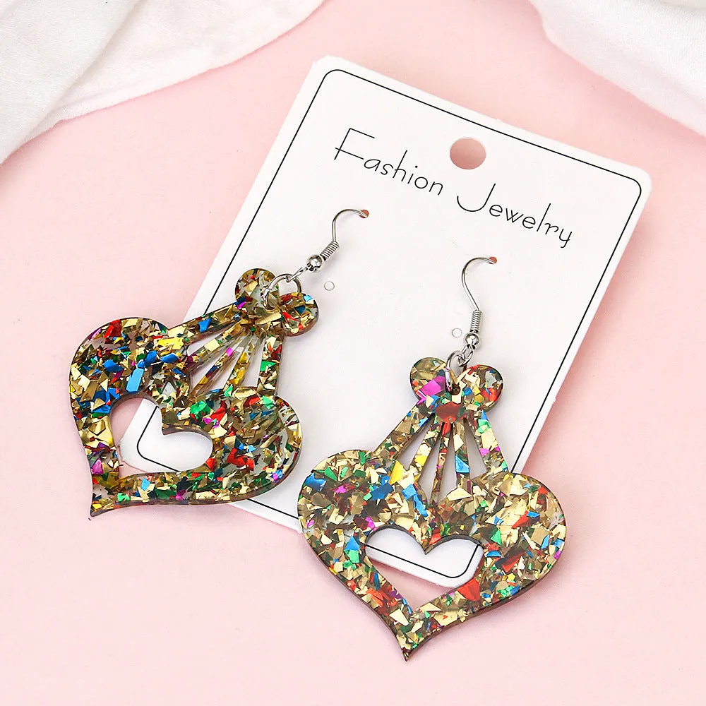 Wholesale Love Series Earrings Sweet Romantic Colorful Shiny Love Creative Earrings Valentine's Day Gift