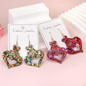 Wholesale Love Series Earrings Sweet Romantic Colorful Shiny Love Creative Earrings Valentine's Day Gift