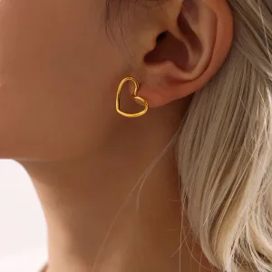 Wholesale Love Titanium Steel PVD Electroplated Niche Simple Elegant Earrings