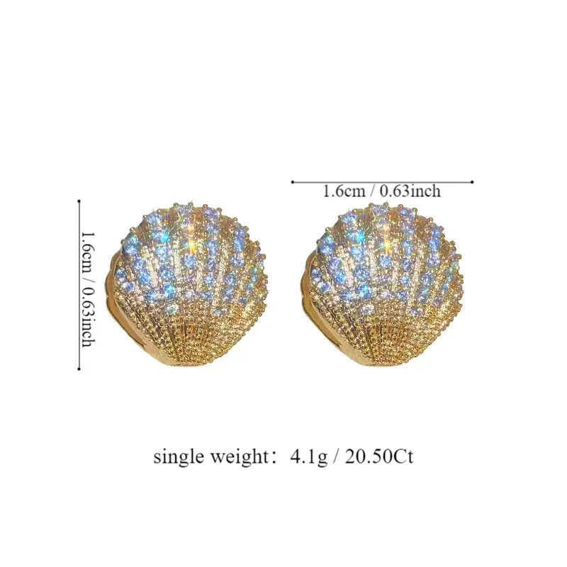 Wholesale luxury diamond-embedded shell ear buckle high-grade elegant white collar exquisite goddess jewelry Valentine's Day
