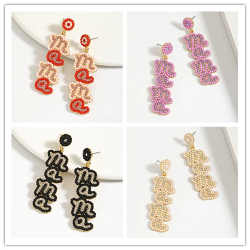 Wholesale MAMA Rice Pearl Diamond Earrings