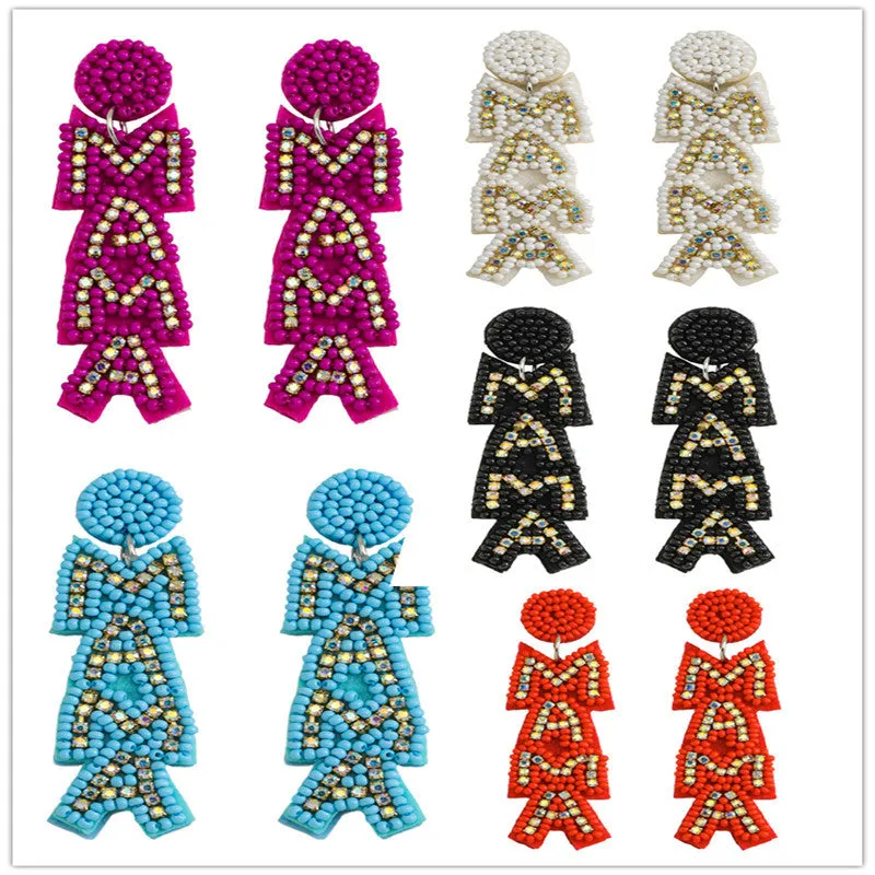 Wholesale MAMA Rice Pearl Diamond Earrings