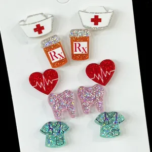 Wholesale Medical Staff Holiday Gift Jewelry Teeth Nurses Clothing Nurses Hat Love Shiny Small Earrings