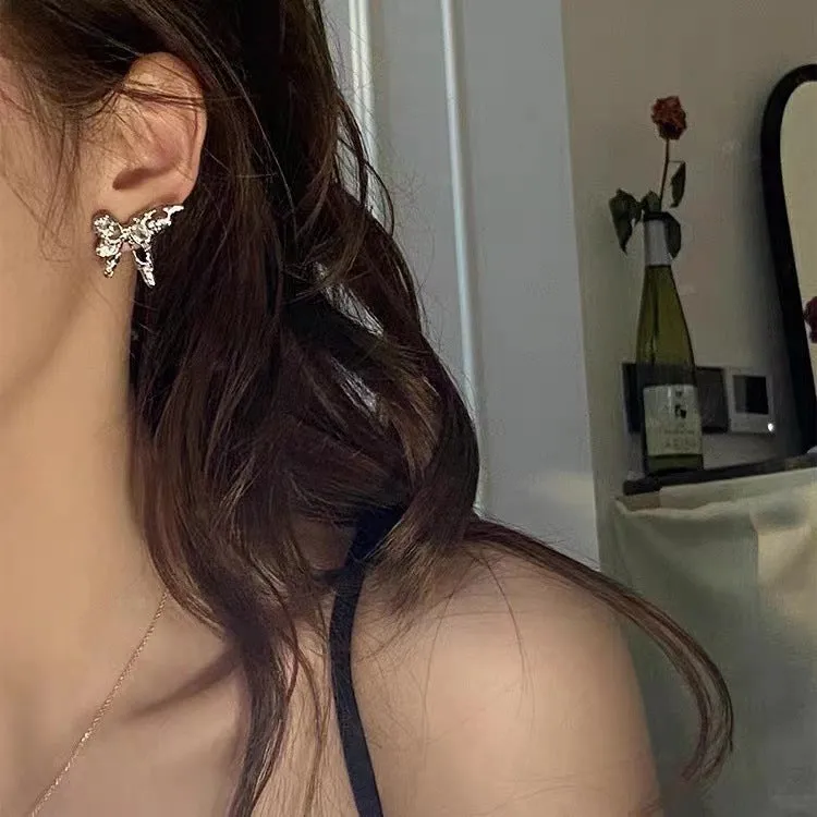 Wholesale Metal Butterfly Zircon Alloy Earrings