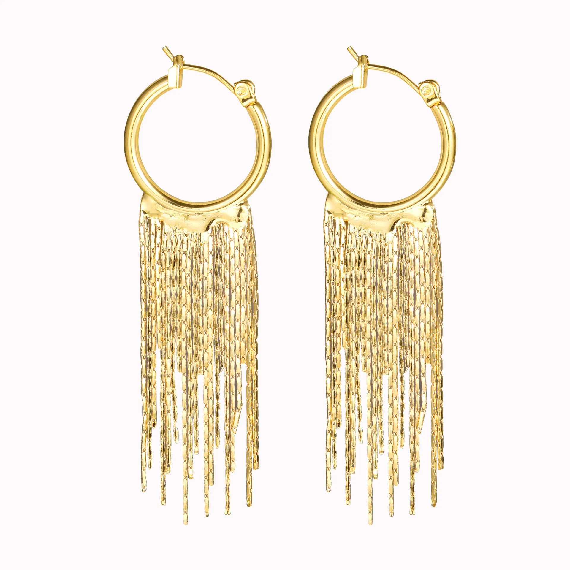Wholesale Metal exaggerated tassel earrings retro long earrings
