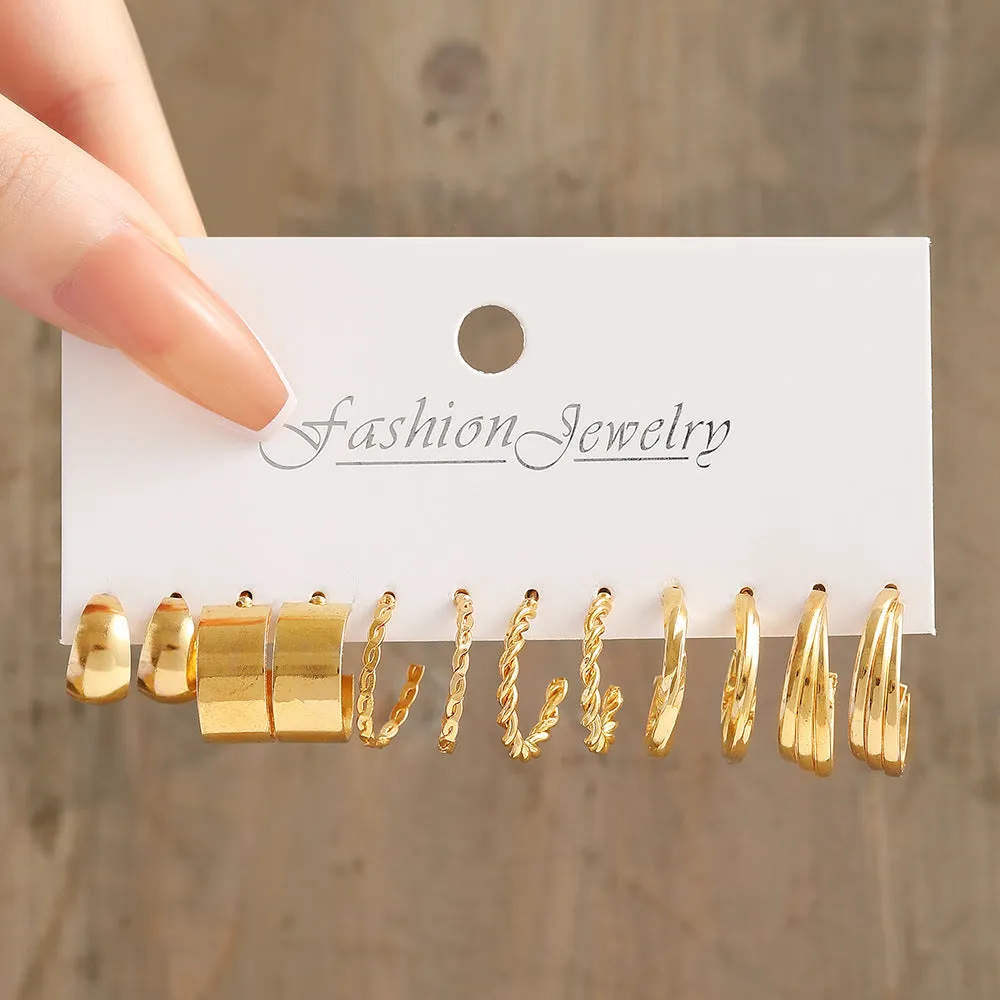 Wholesale Metal Hoop Square Geometric Earrings