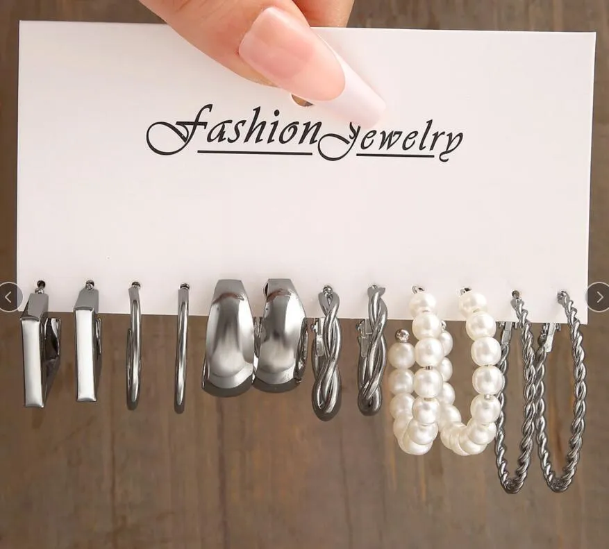 Wholesale Metal Hoop Square Geometric Earrings