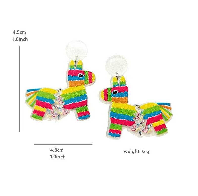 Wholesale Mexican Carnival May 5th Guitar Horse Hat Wine Bottle Violin Goblin Cactus Earrings