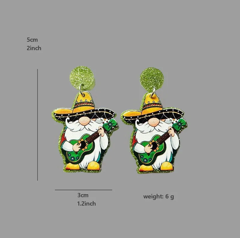 Wholesale Mexican Carnival May 5th Guitar Horse Hat Wine Bottle Violin Goblin Cactus Earrings