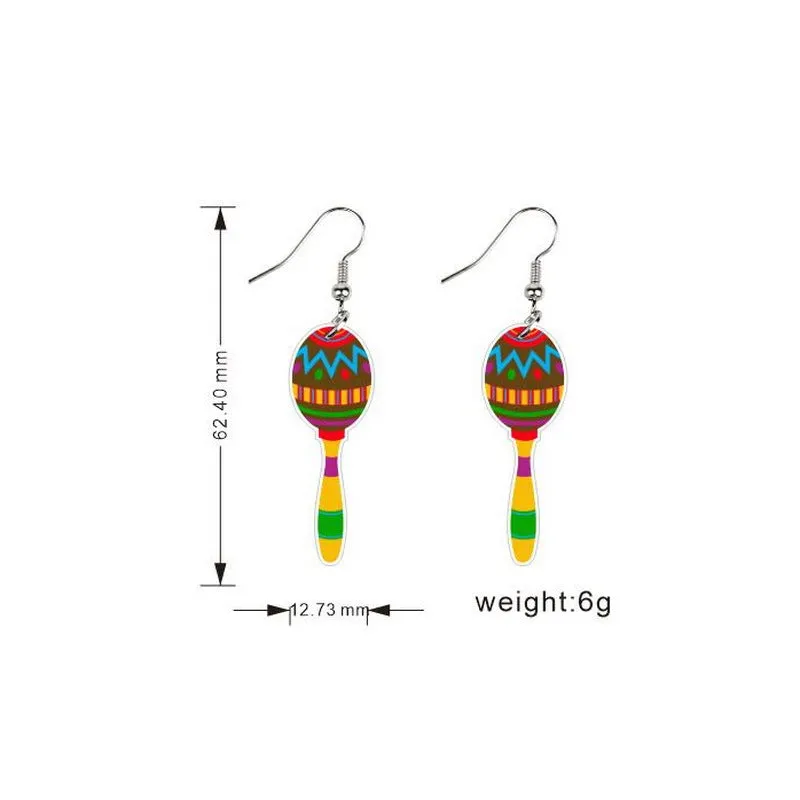 Wholesale Mexican May 5th Carnival Chili Rainbow Horse Wine Hat Skull Avocado Acrylic Earrings