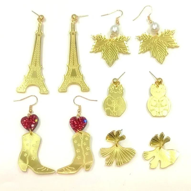 Wholesale Mirror Acrylic Sheet Shiny High-end Fashion Versatile Earrings