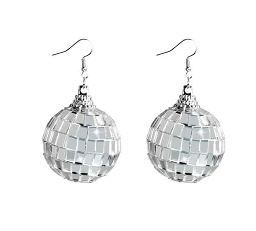 Wholesale Mirror Ball Earrings Party Dance Accessories Hip Hop Punk Style Ear Decorations
