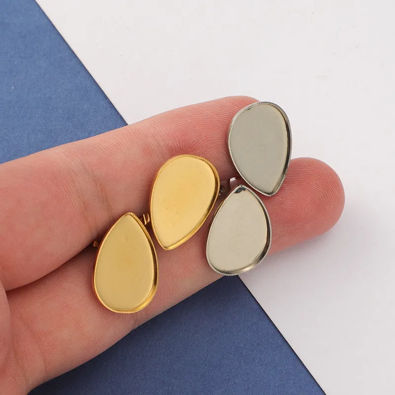 Wholesale Mirror Stainless Steel Furnace Real Gold Stud Earrings