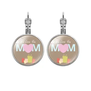 Wholesale Mom's Love MOM Heart-Shaped Time Gemstone Earrings