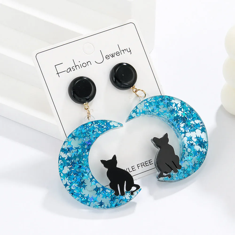 Wholesale Moon Star Cat Acrylic Earrings