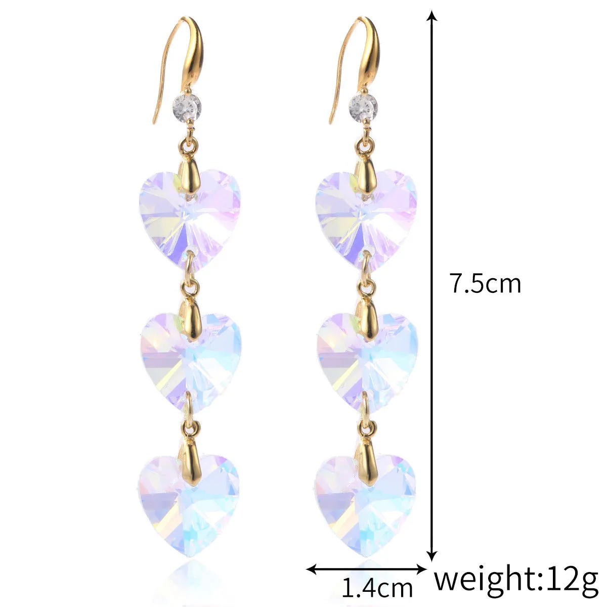 Wholesale Mother's Day Long Crystal Light Luxury High-end Colorful Crystal Water Drop Earrings