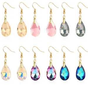 Wholesale Mother's Day Long Crystal Light Luxury High-end Colorful Crystal Water Drop Earrings