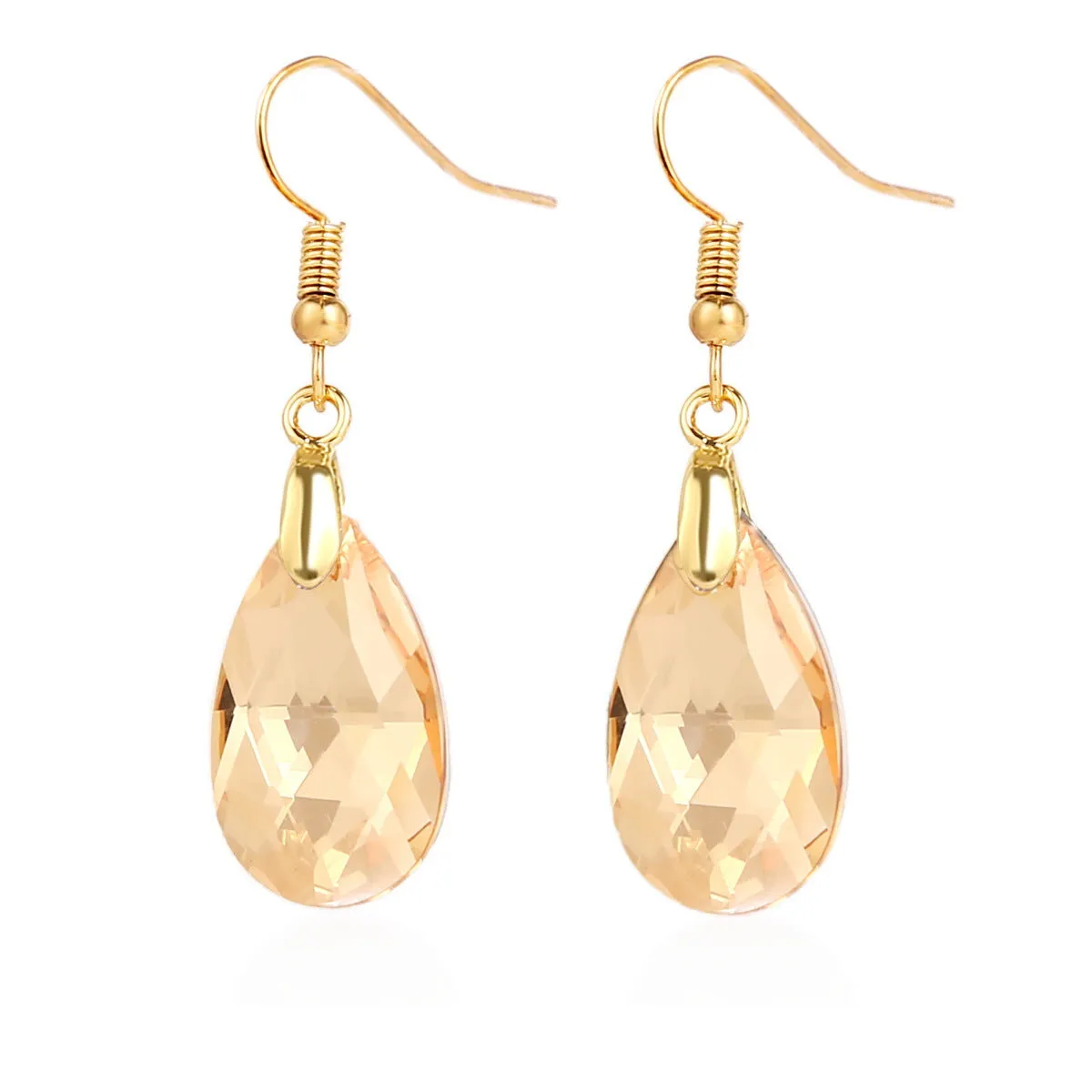 Wholesale Mother's Day Long Crystal Light Luxury High-end Colorful Crystal Water Drop Earrings