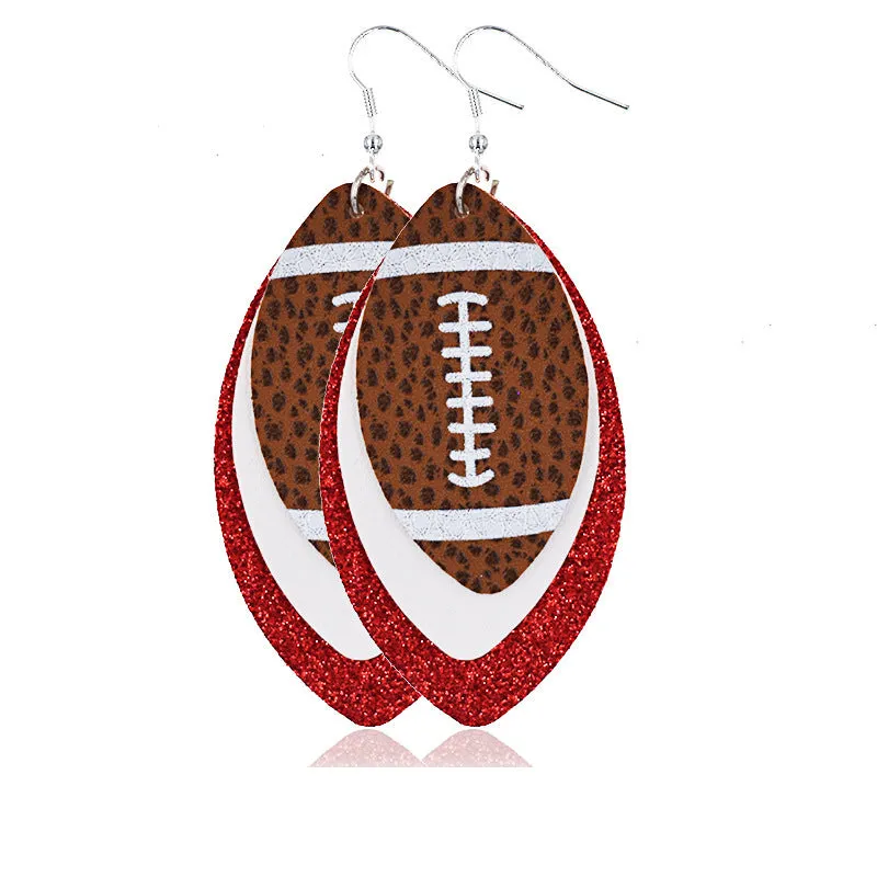 Wholesale Multi-layered Rugby Leather Earrings